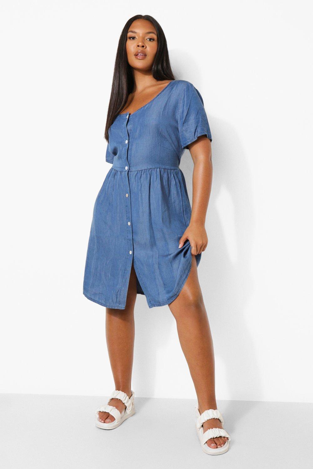 Plus size store chambray dress