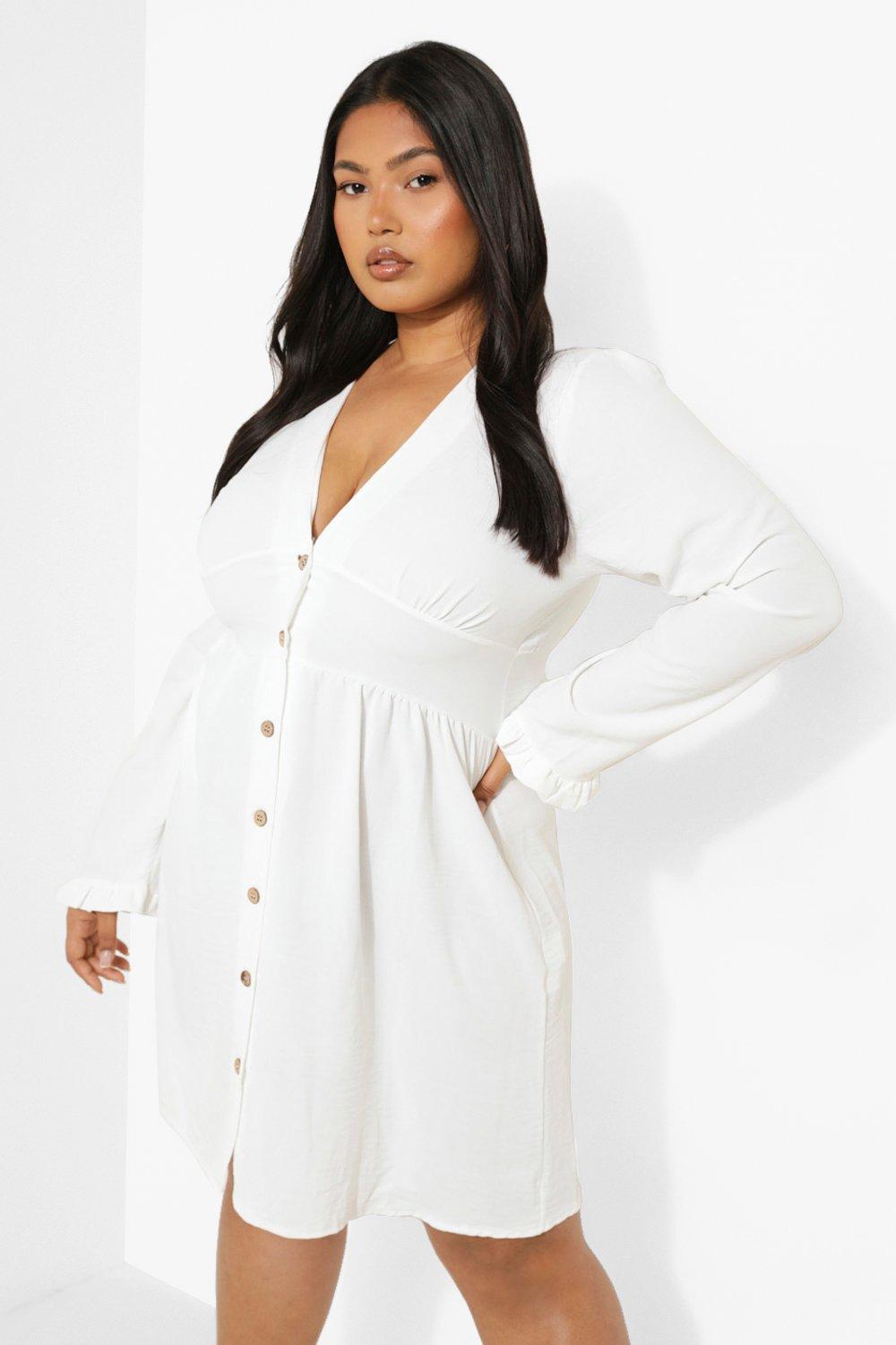 Boohoo white hot sale smock dress