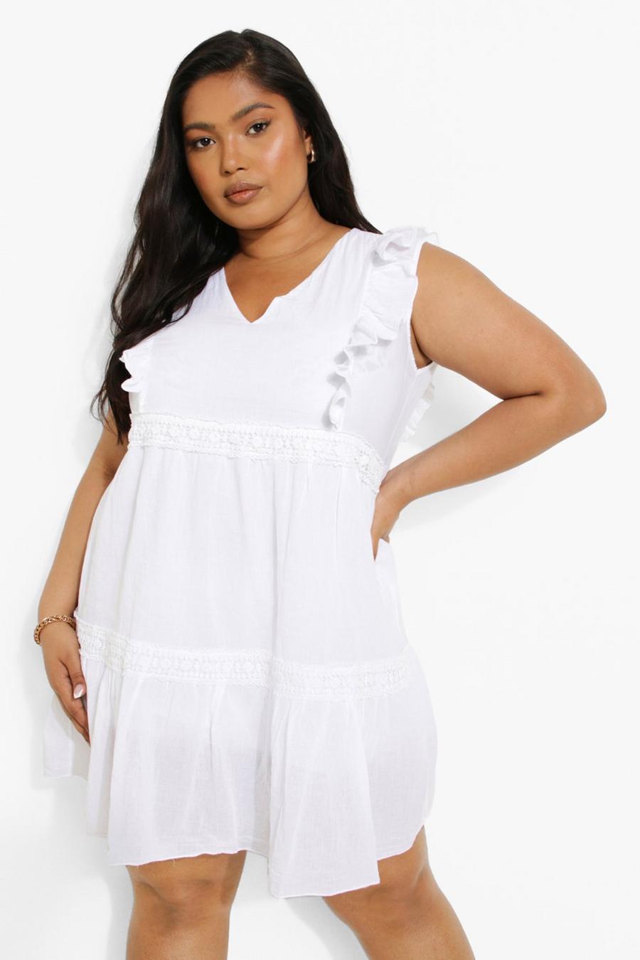 Vestido de verano Plus de croché, White image number 1
