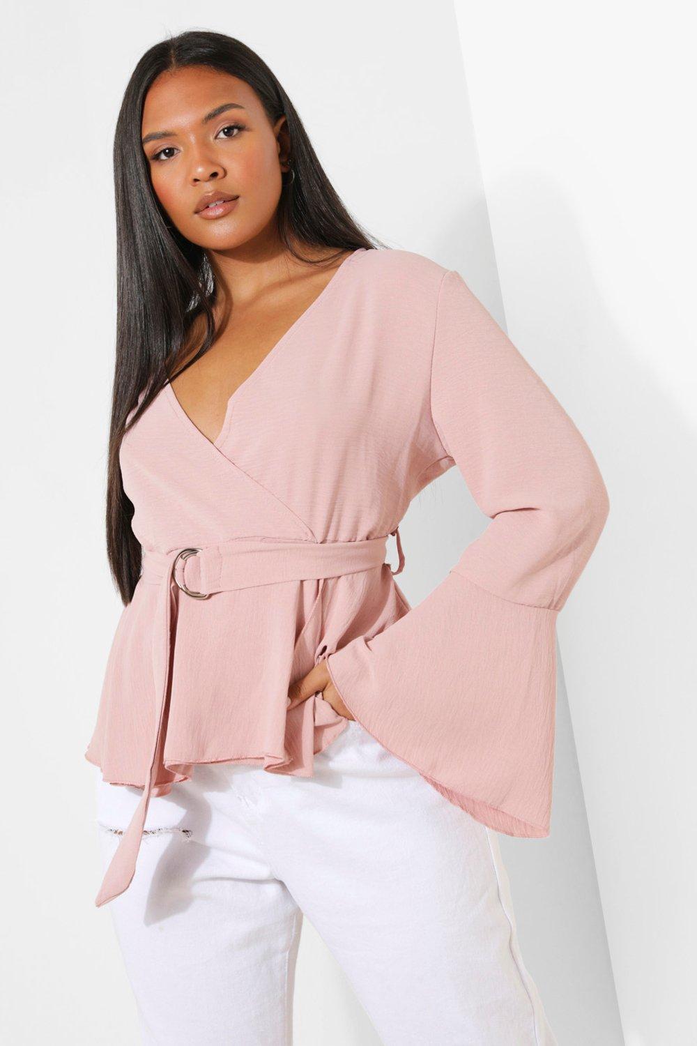 blush wrap blouse