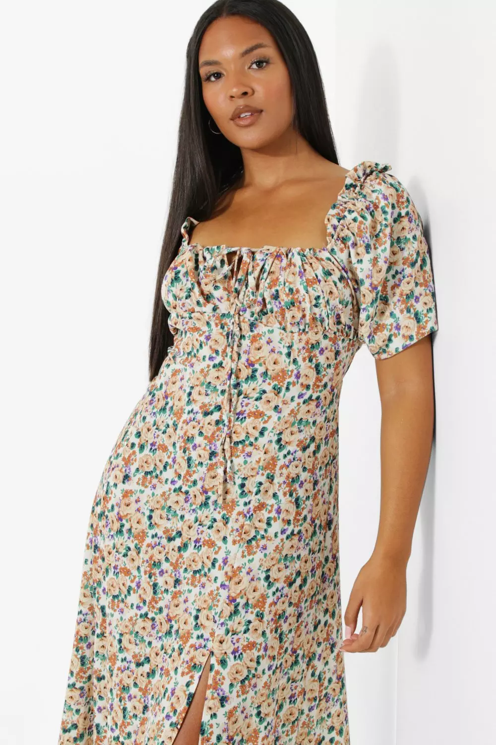 Missguided plus wrap midi dress in floral print best sale