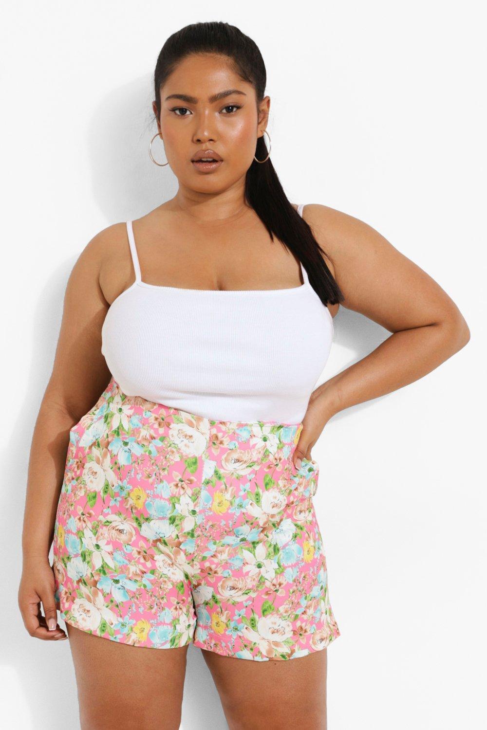 Plus size sale floral shorts