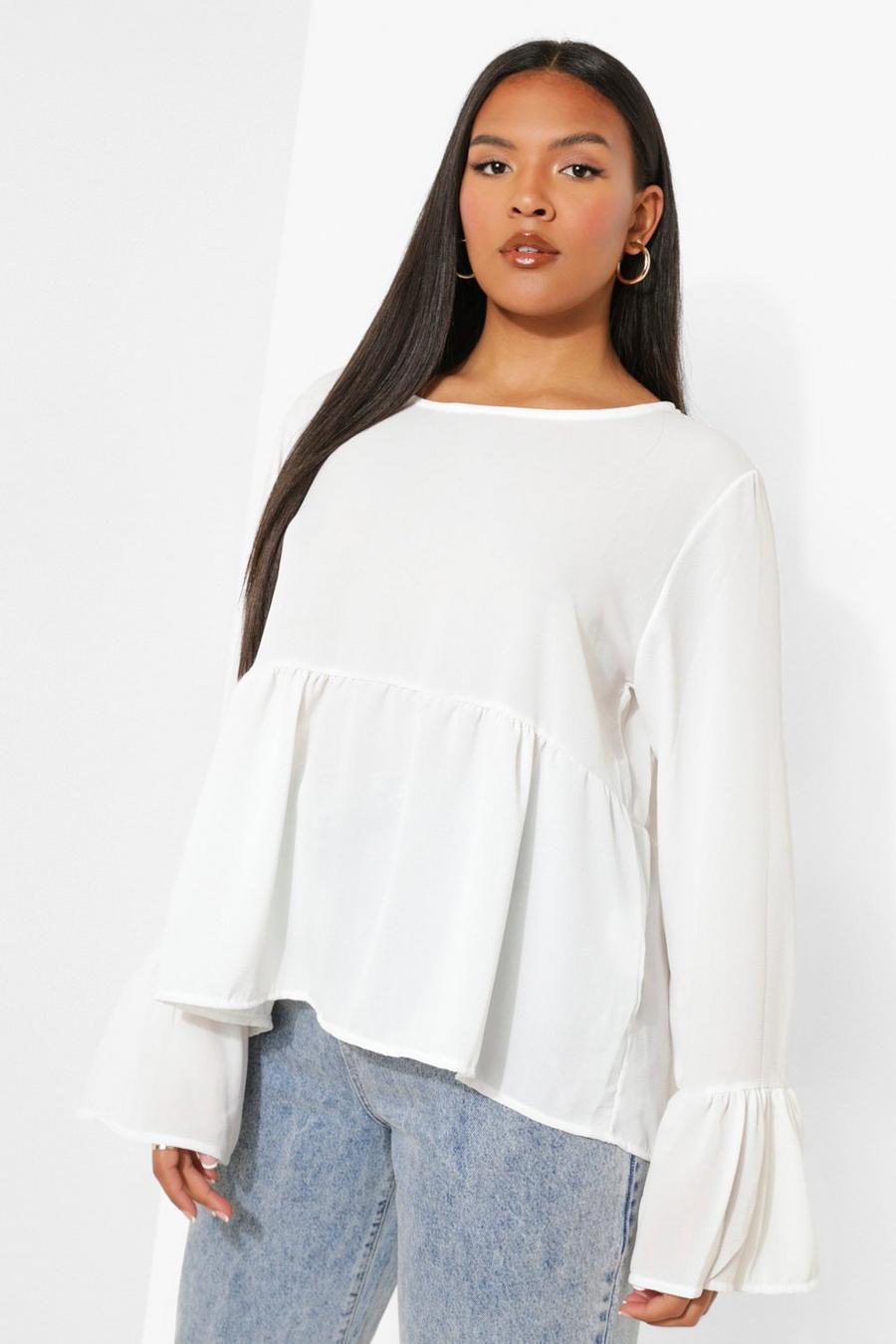White Plus Oversized Smock Top image number 1
