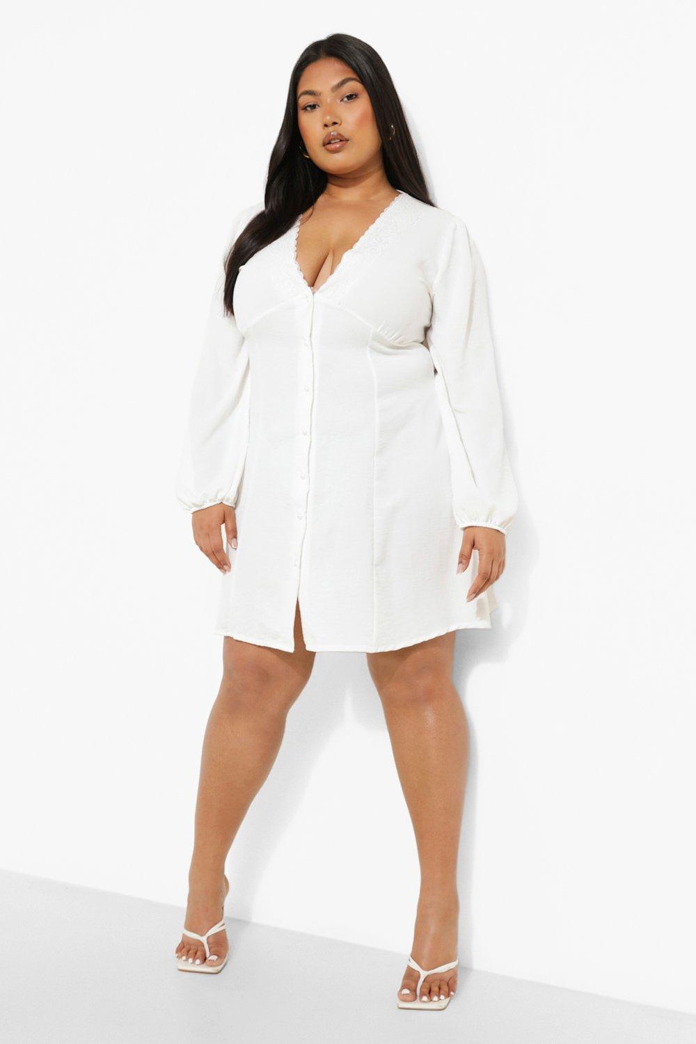 white skater dress plus size