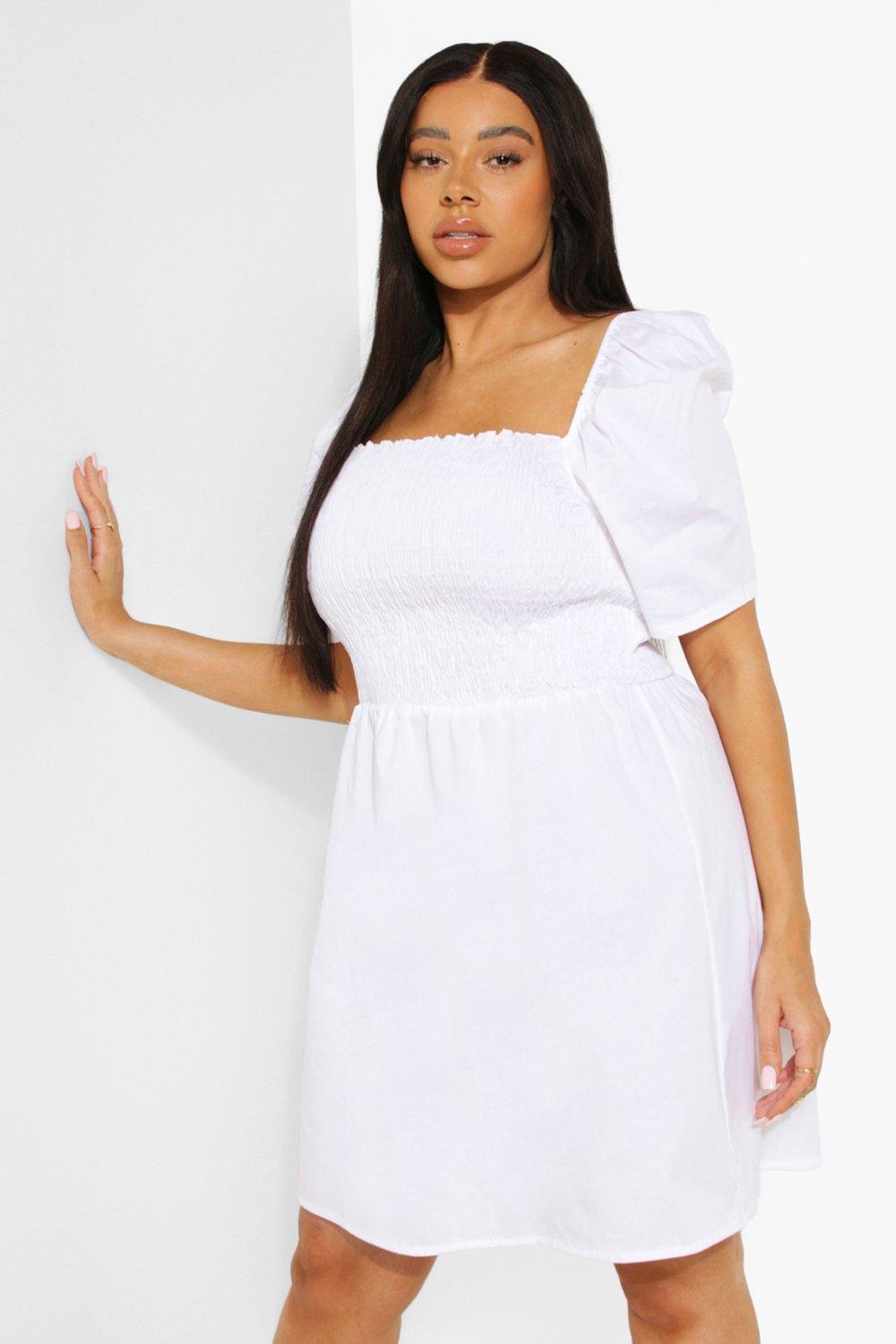 white skater dress plus size