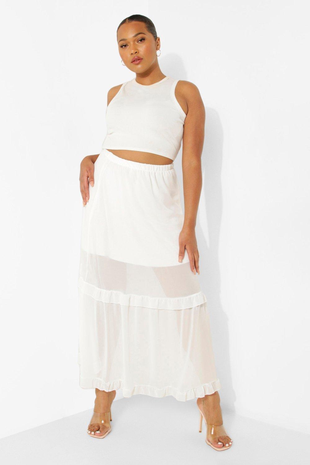 Boohoo white maxi store skirt