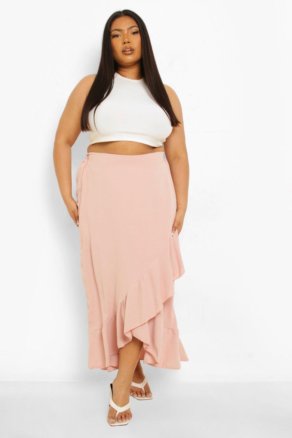 Pink maxi best sale skirt plus size