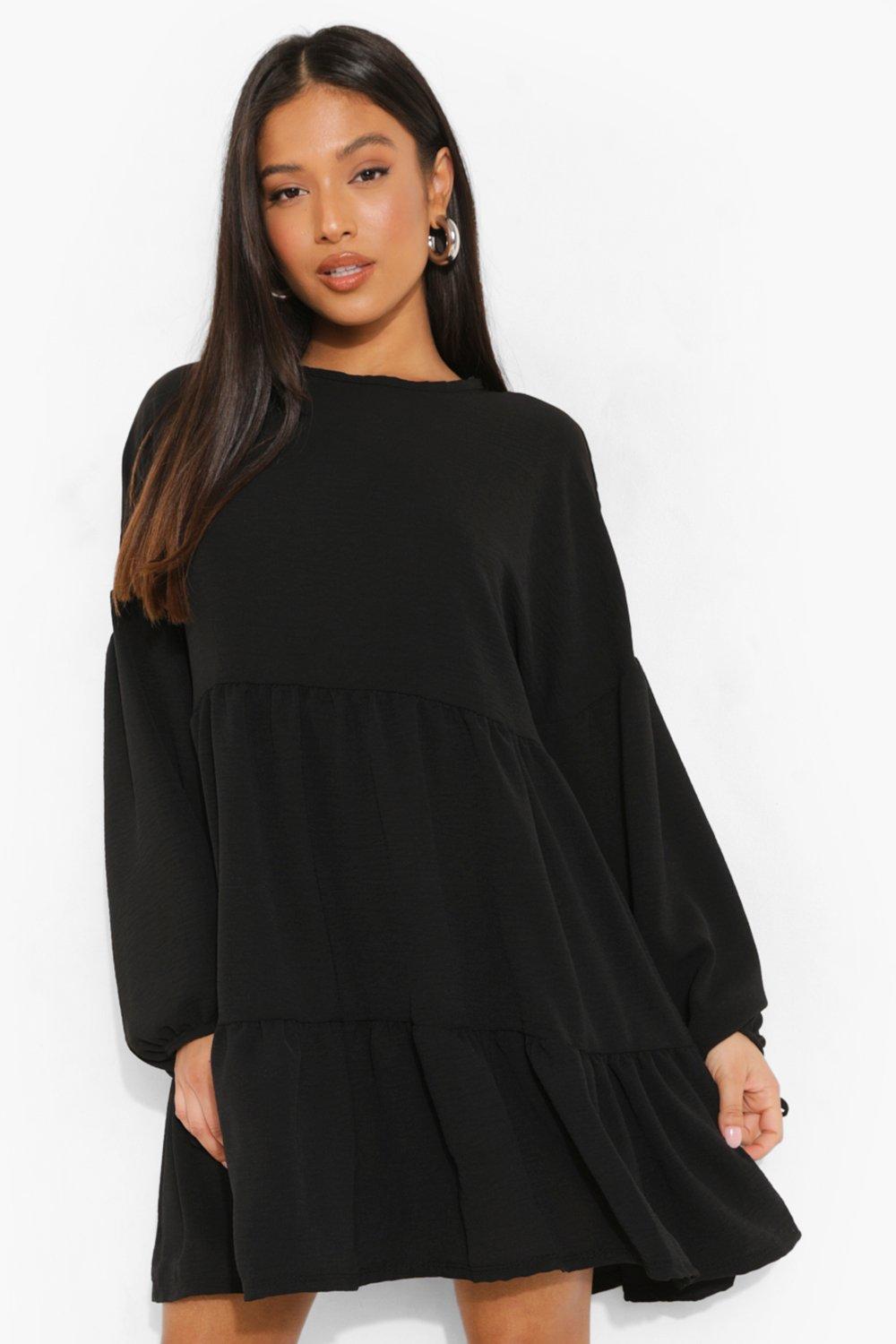 Petite Black Detail Smock Dress