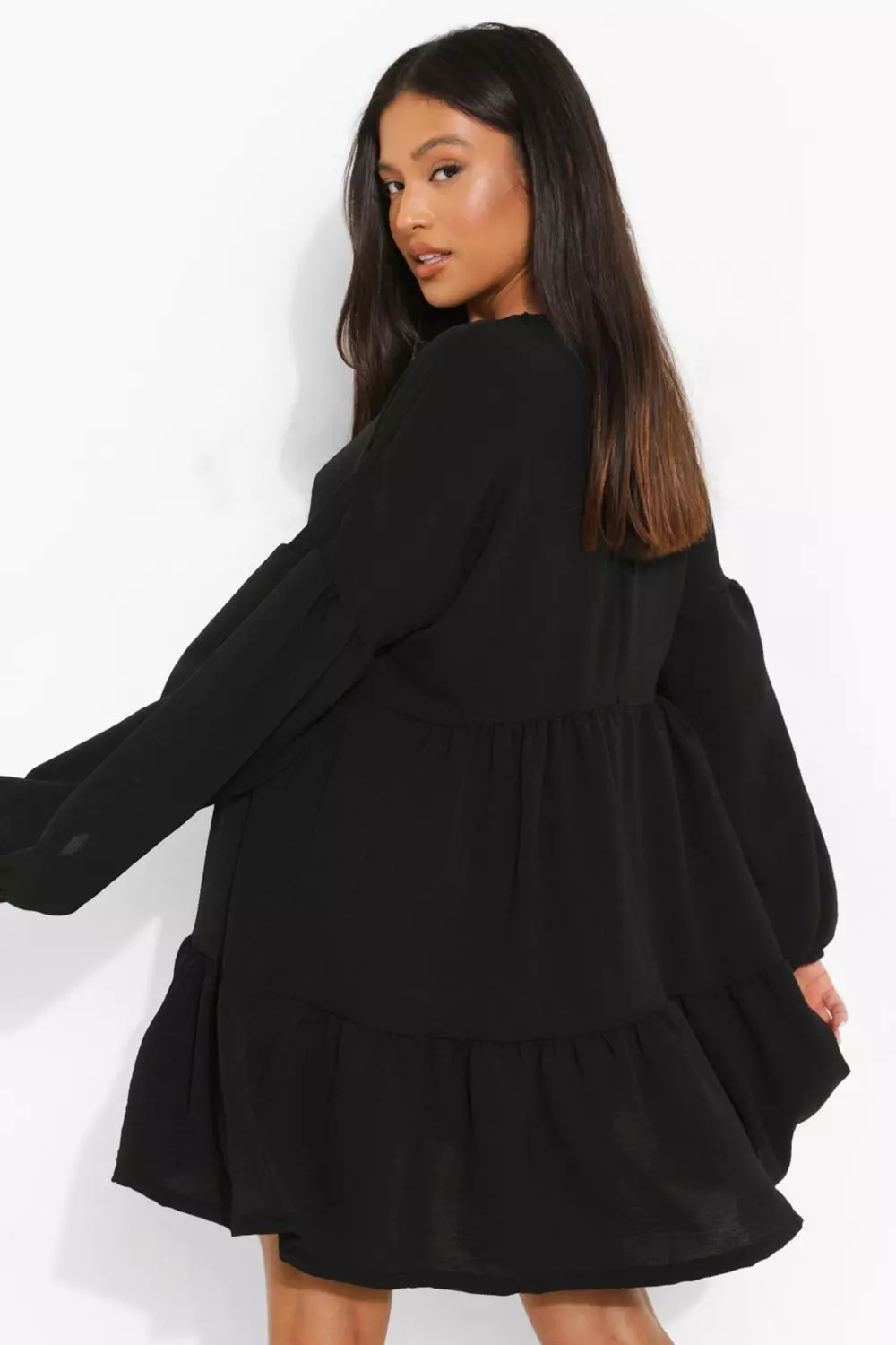 Boohoo petite hotsell smock dress