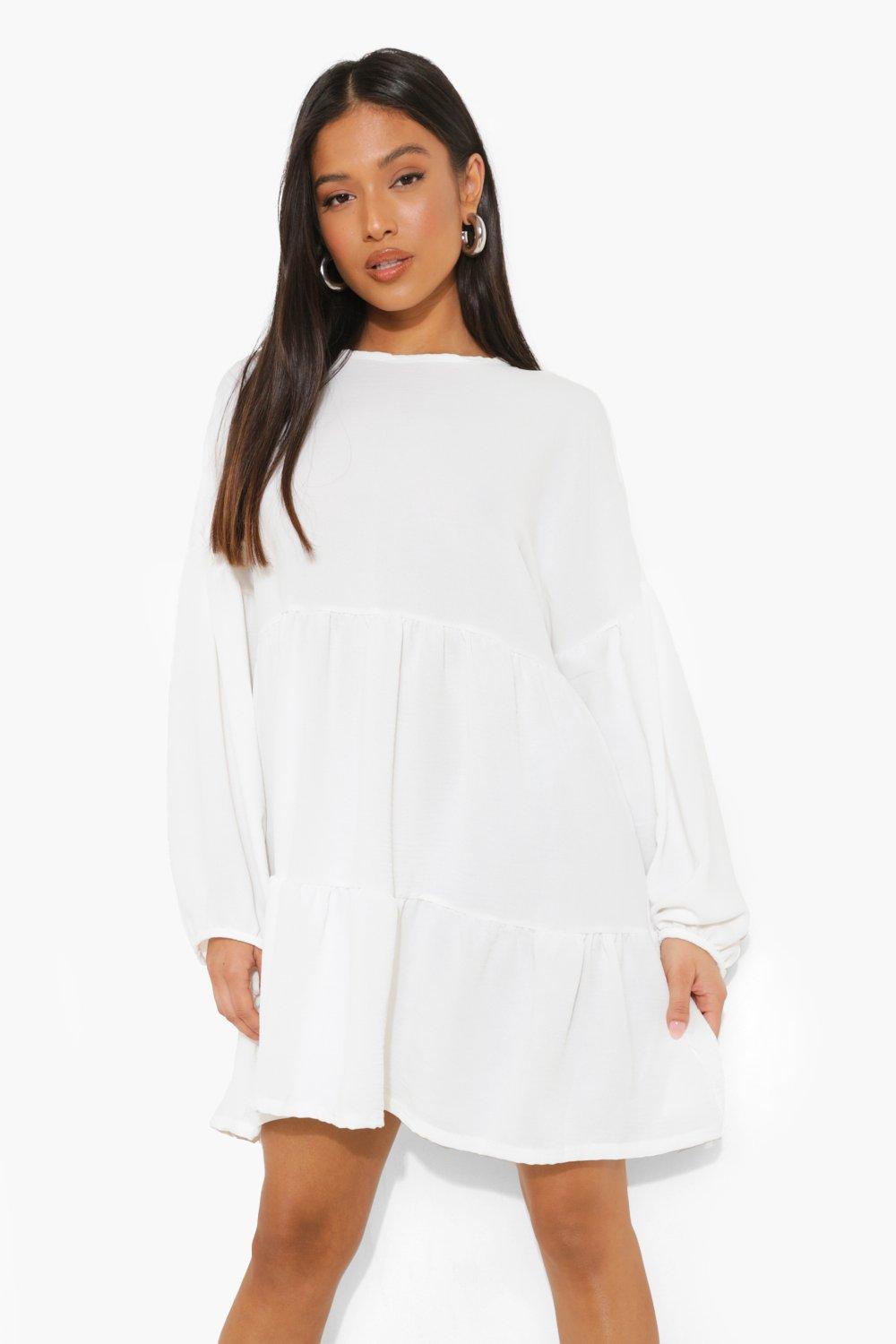 Boohoo white smock sales dress