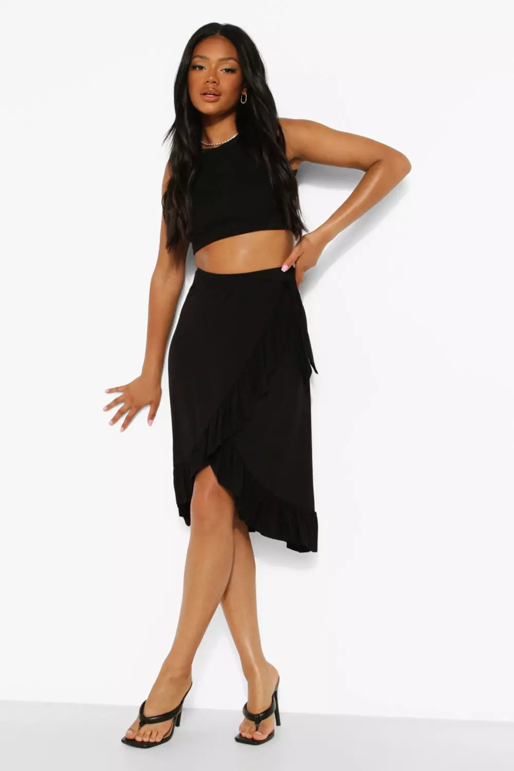 Petite ruffle midi skirt best sale