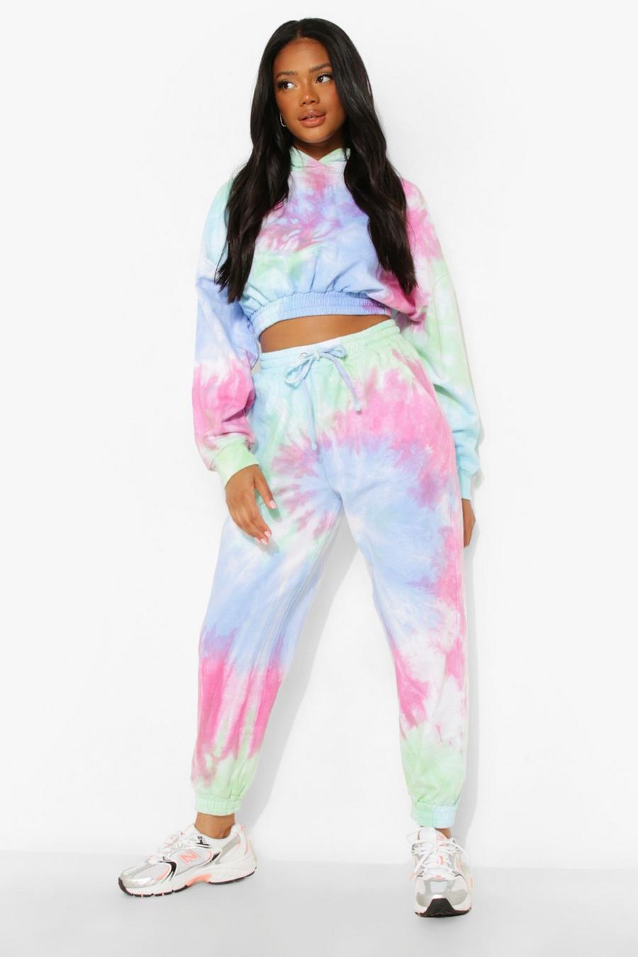 Blue Petite Tie Dye Oversized Joggers image number 1