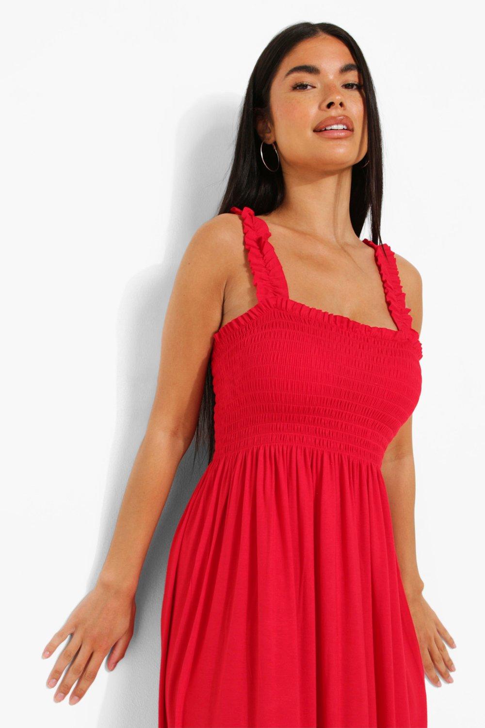 Ruffle strap clearance maxi dress