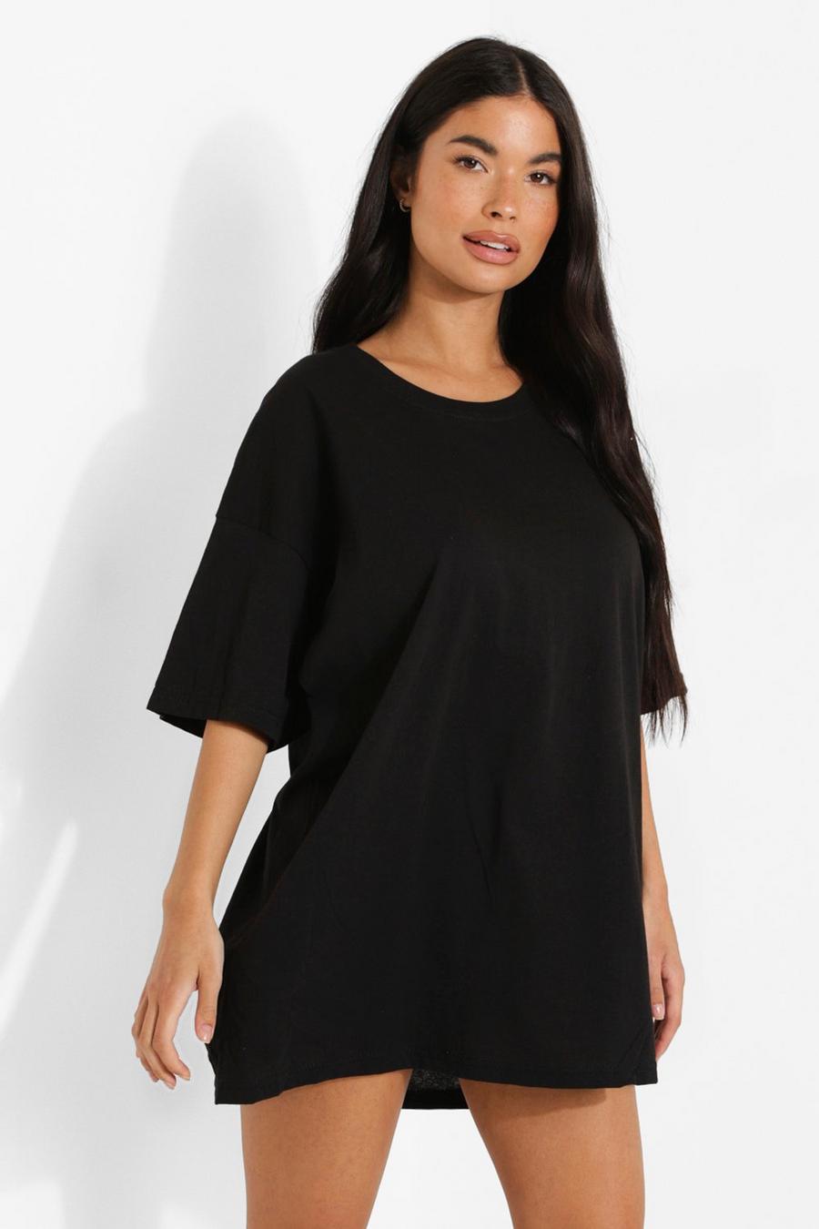 Black Petite Oversized T-shirt Dress image number 1
