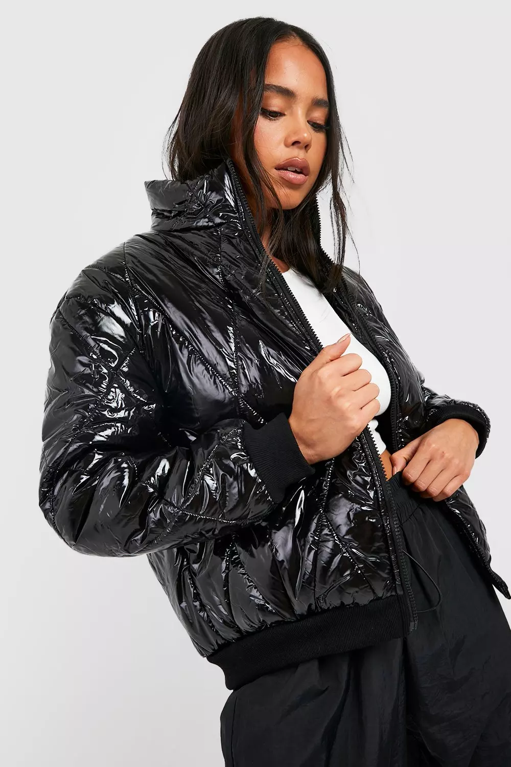 High shine cropped puffer jacket hotsell