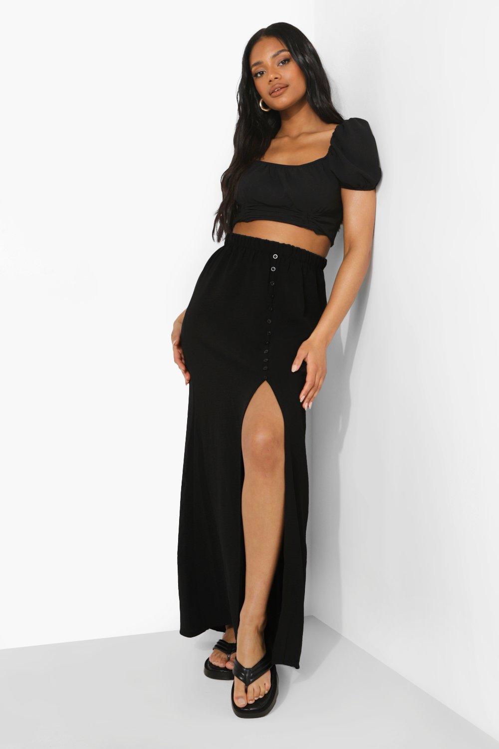 Petite double shop split maxi skirt