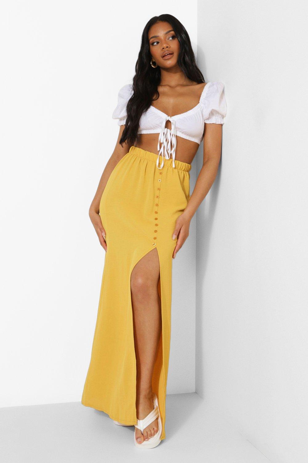 Mustard maxi outlet skirt