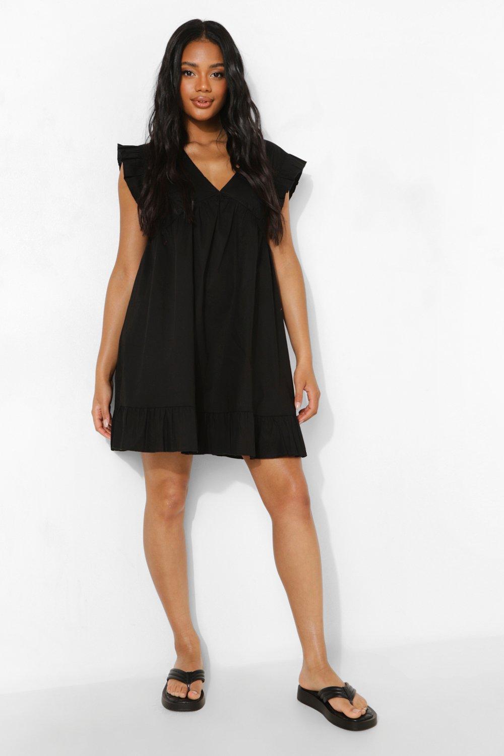 Petite black smock dress online