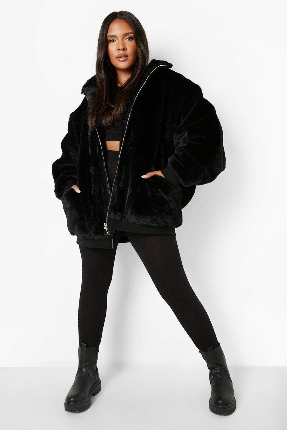 Plus Oversized Pocket Detail Faux Fur Jacket | boohoo