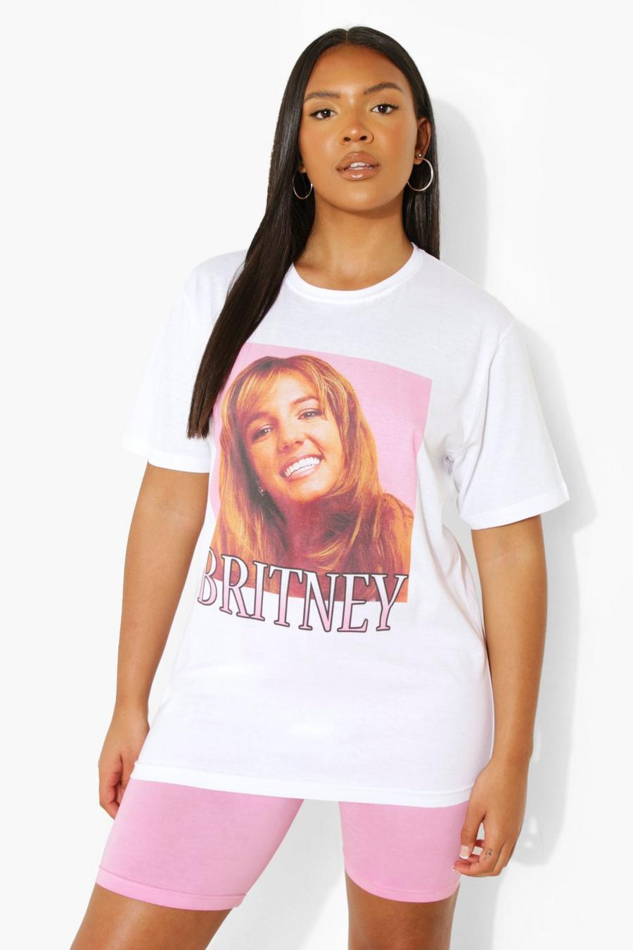 Plus Oversize T-Shirt mit Britney Spears Print, White image number 1