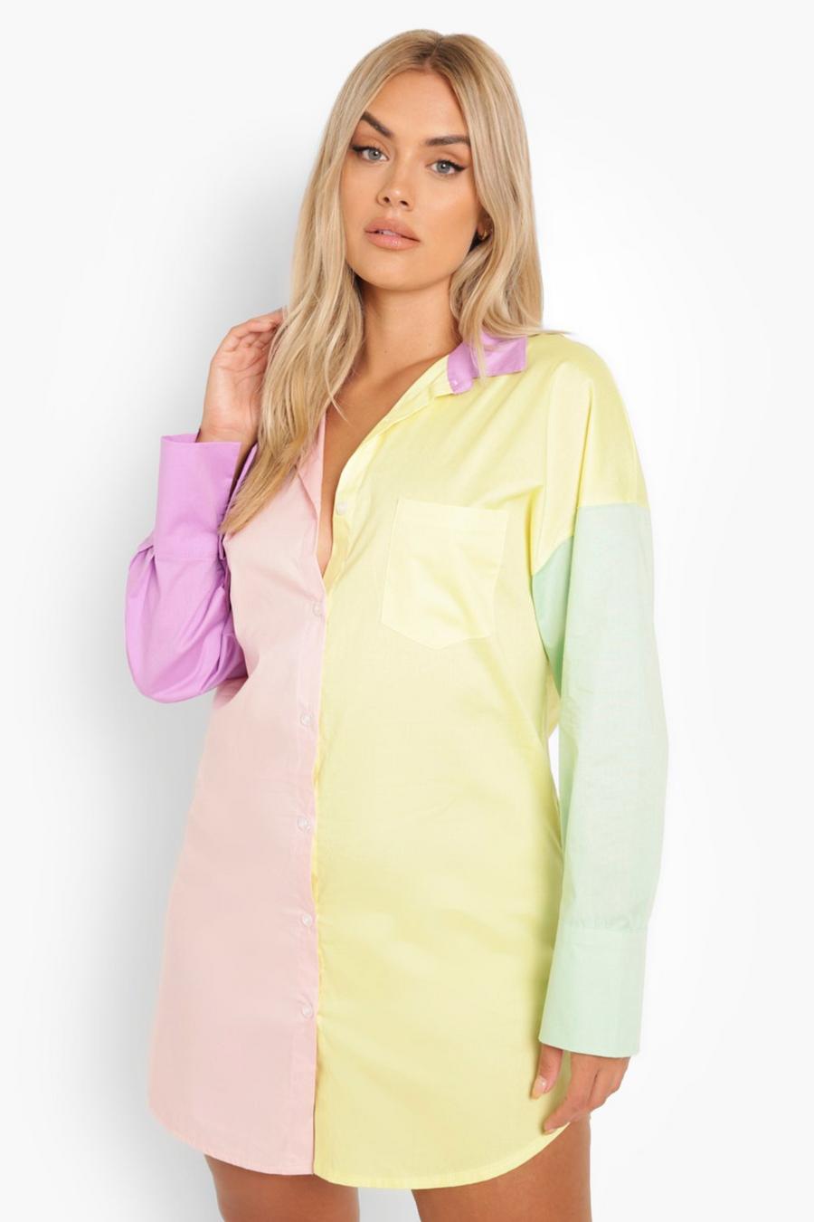 Multi Plus Colorblock Oversized Boyfriend Shirt image number 1