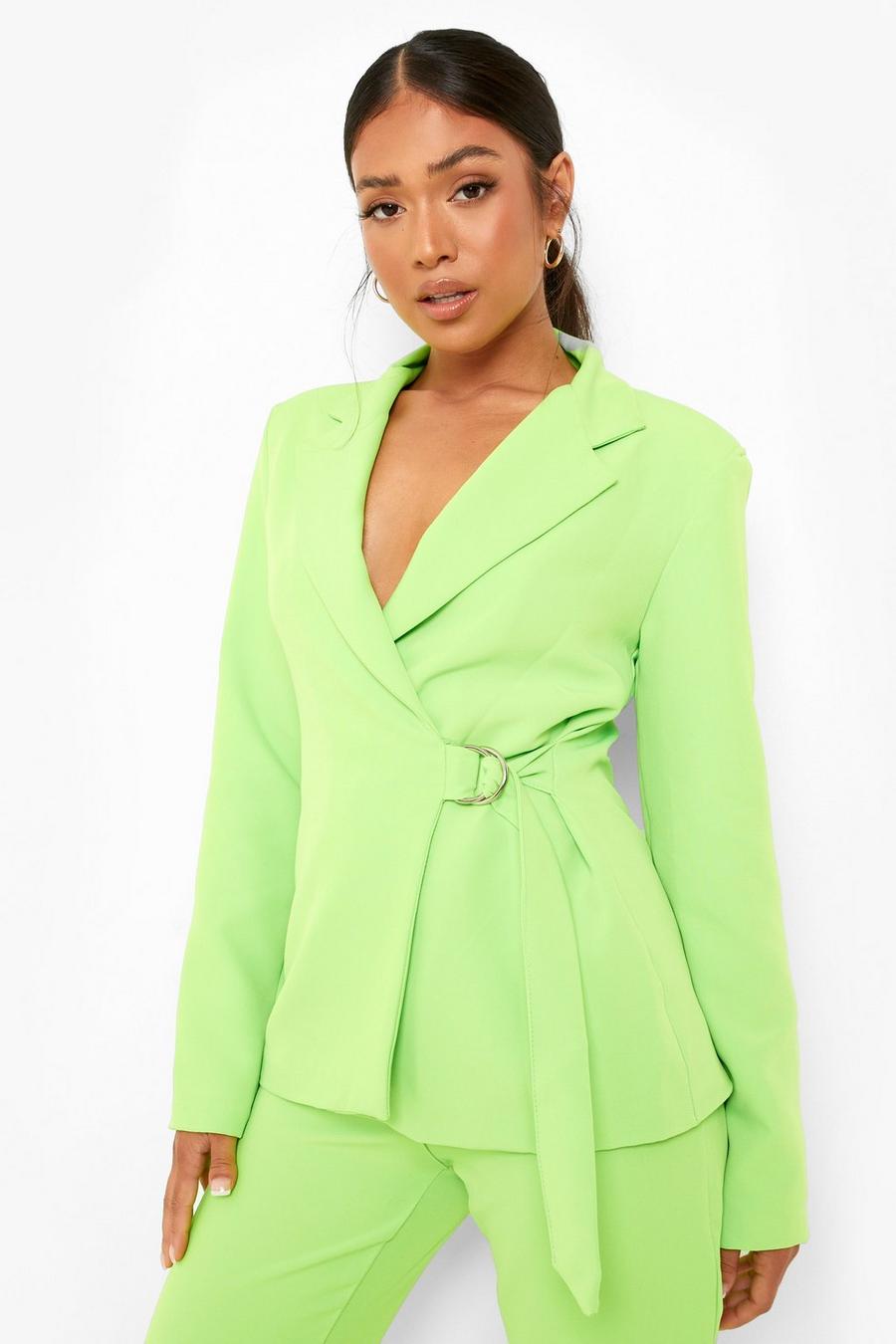 Lime Petite Neon D Ring Wrap Blazer image number 1