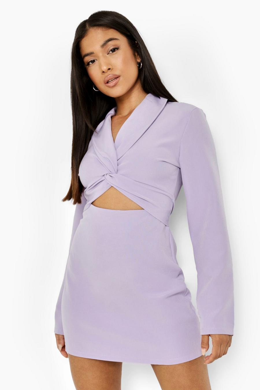 Lilac Petite Twist Front Cut Out Detail Blazer Dress image number 1