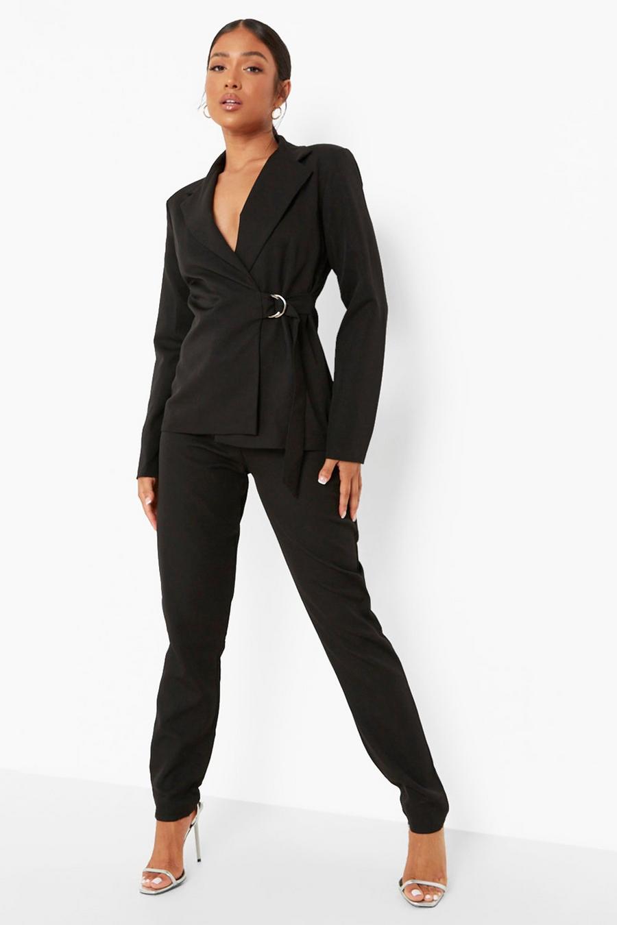 Black Petite Neon Slim Fit Tailored Trouser image number 1