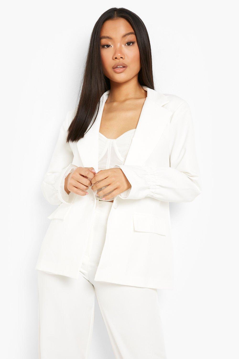 Petite Ruched Cuff Detail Pants Suit