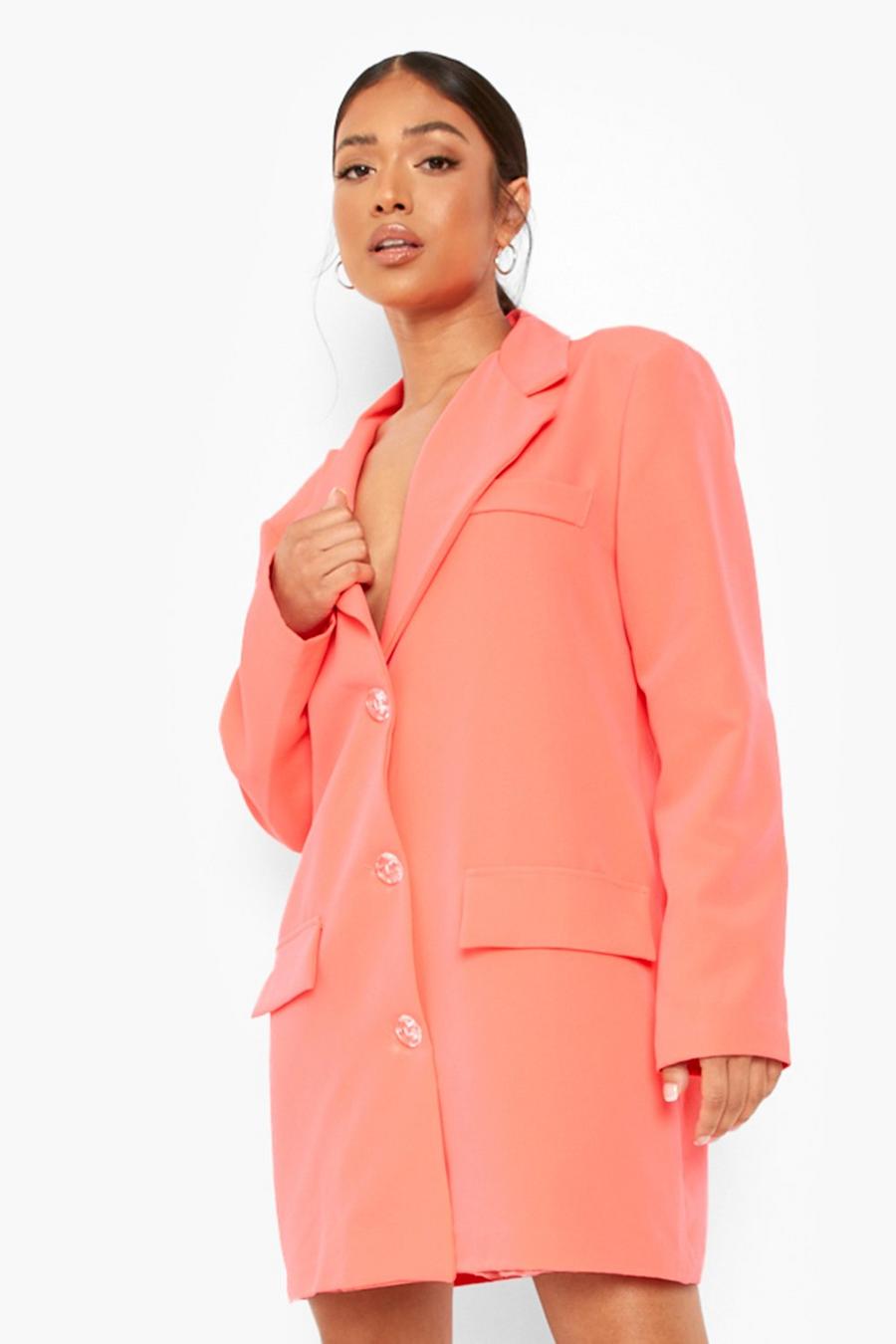 Hot pink Petite Neon Oversized Boyfriend Blazer Dress image number 1