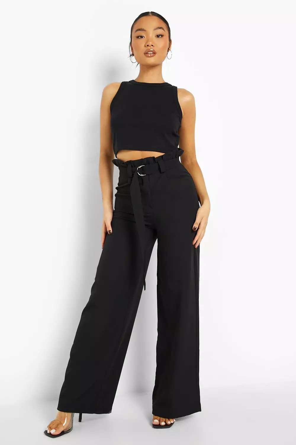 Wide leg paperbag waist trousers sale