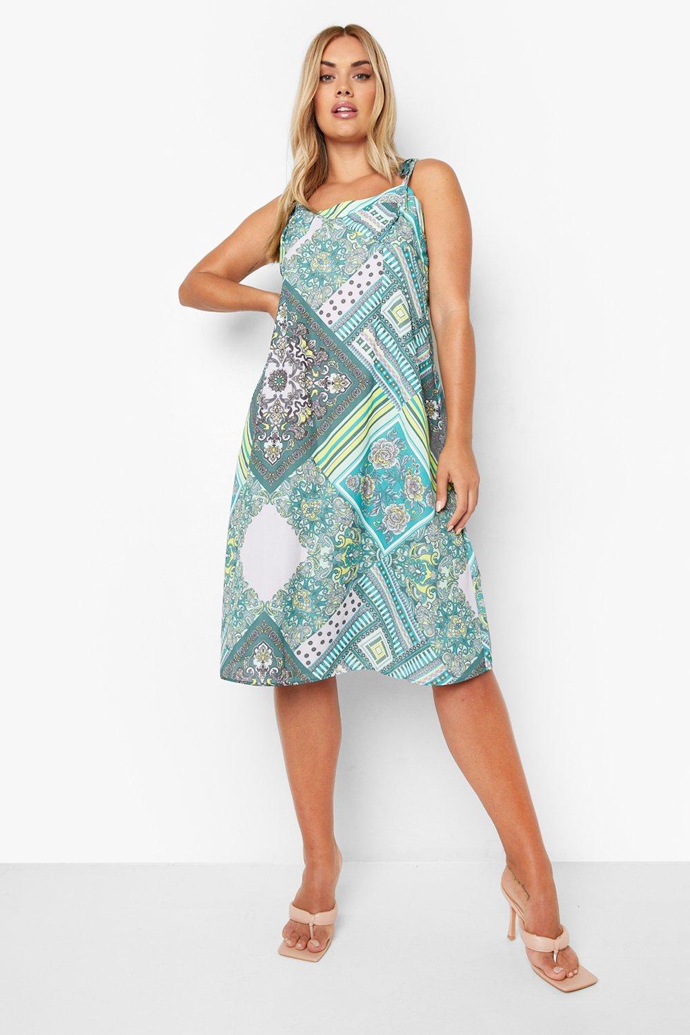 Boohoo wrap mini hotsell dress in scarf print