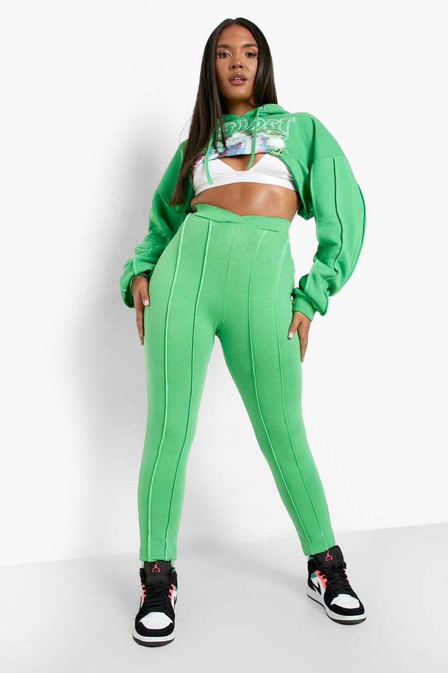Green Plus Cropped Exposed Seam High Rise Legging image number 1