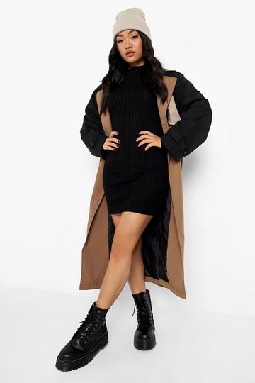 Petite Roll Neck Jumper Dress black