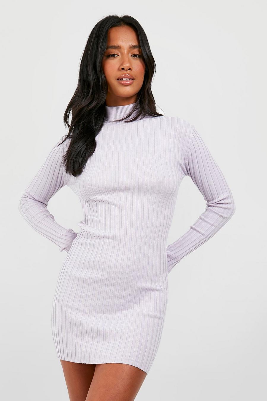 Washed lilac Recycled Petite Roll Neck Jumper Dress image number 1