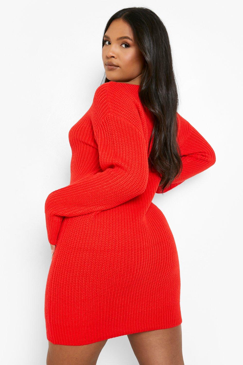 plus red sweater dress