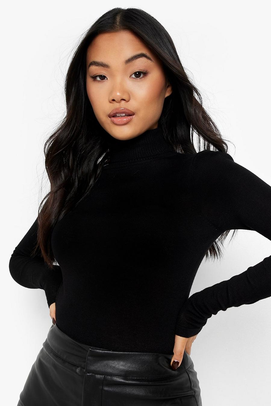Black Recycled Petite Turtleneck Sweater image number 1