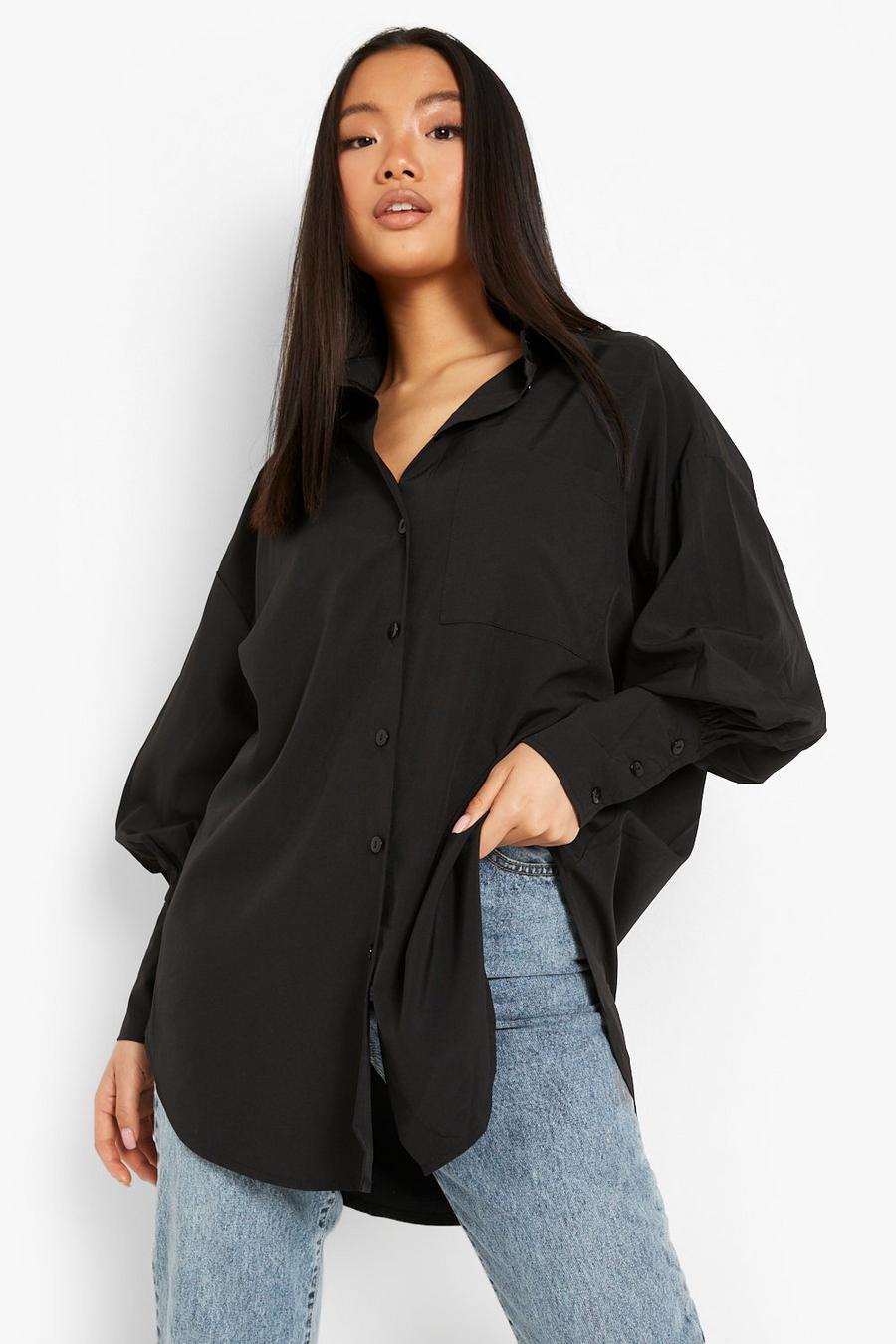 Black Petite - Oversize skjorta med puffärm image number 1