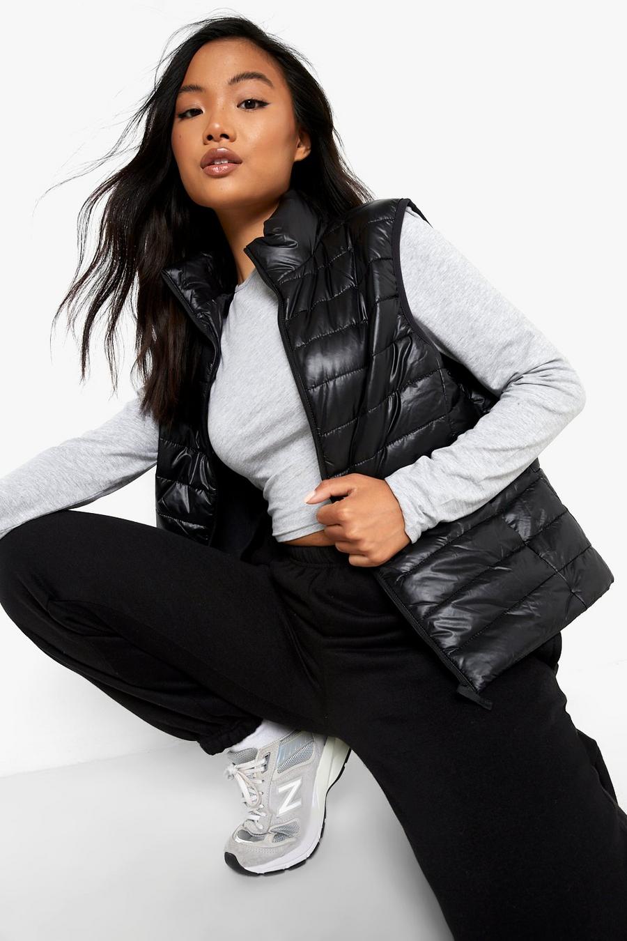 Black Petite High Shine Gilet image number 1