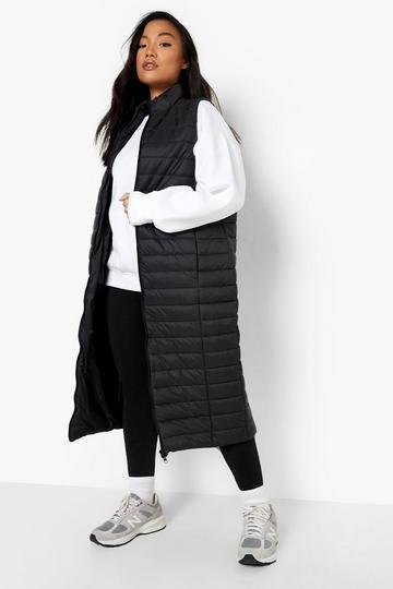 Black Petite Maxi Funnel Neck Vest