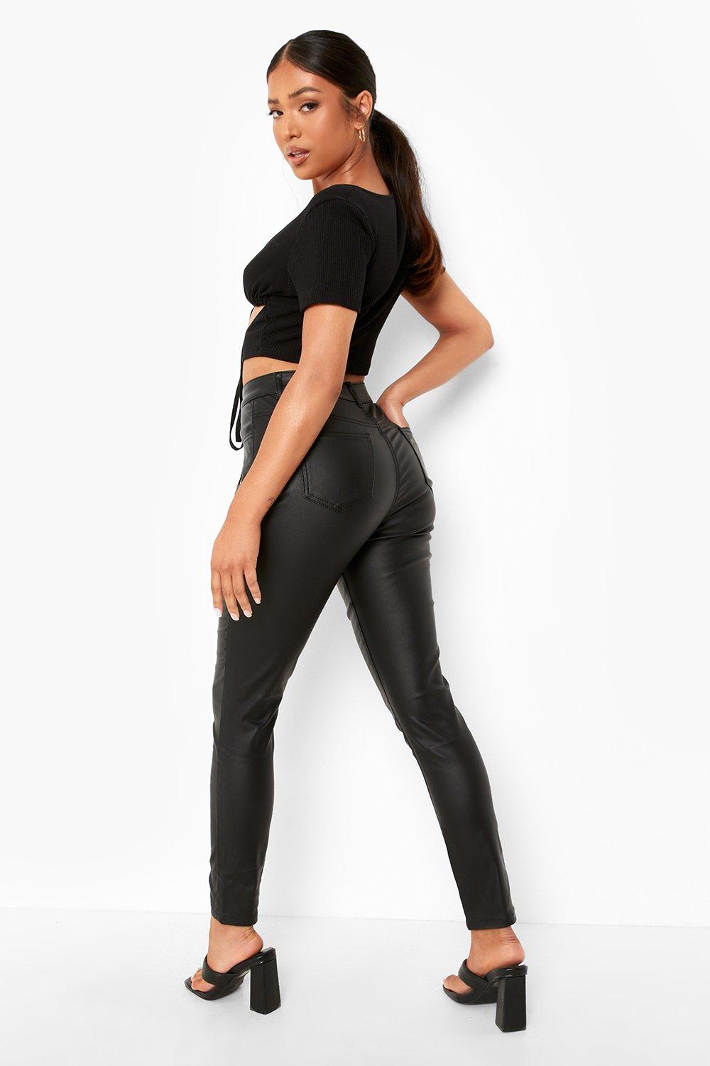 black pu jeans