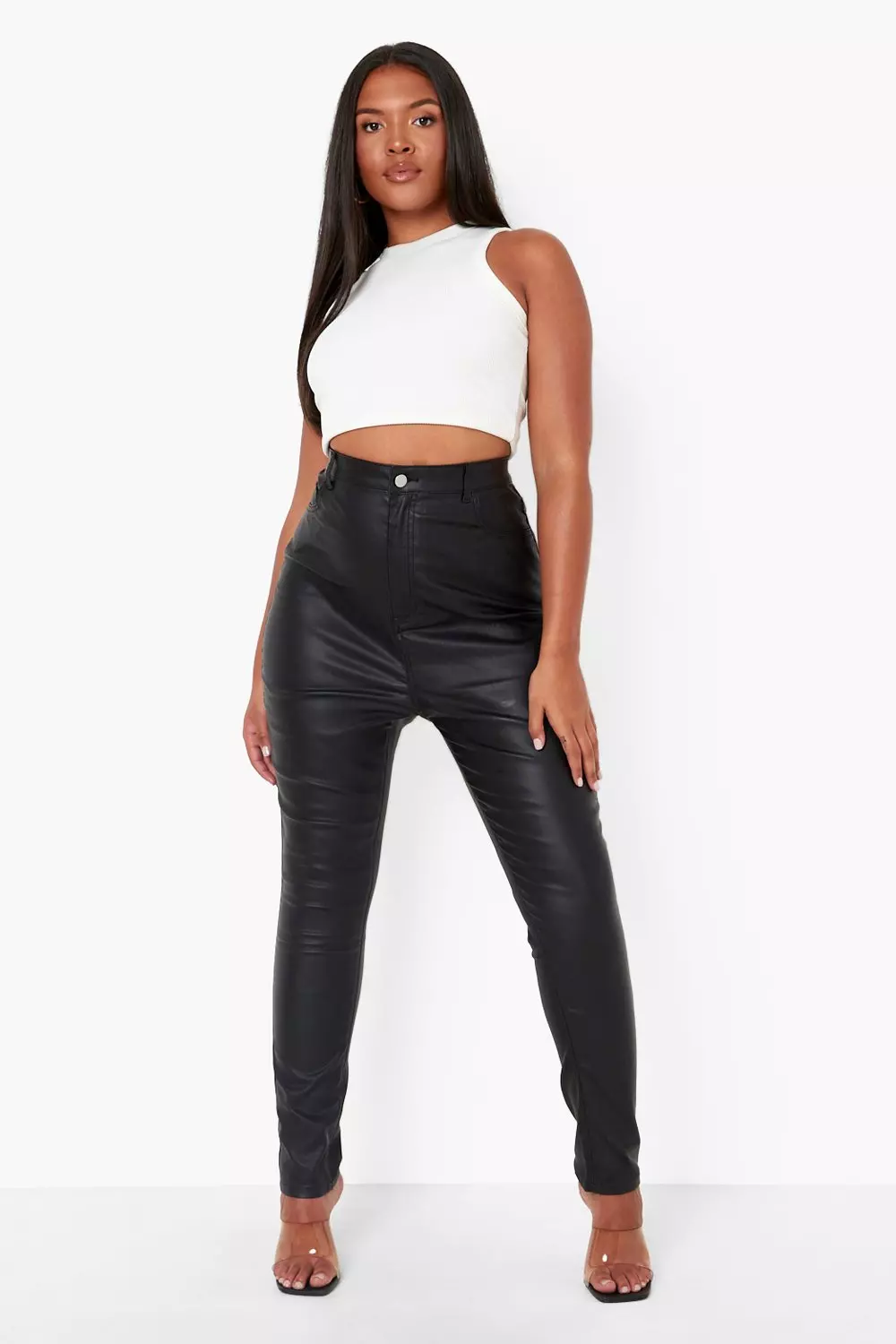 Women's Coated High Waisted Disco Skinny Jeans