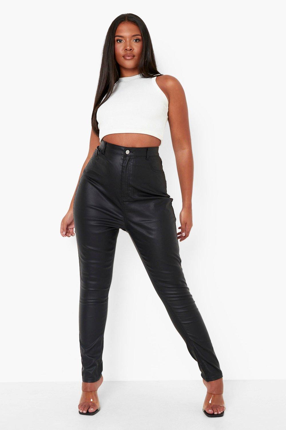 black pu skinny jeans