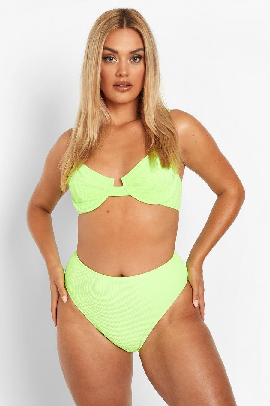 Neon-lime Plus Neon Ribbed Mini Brief image number 1