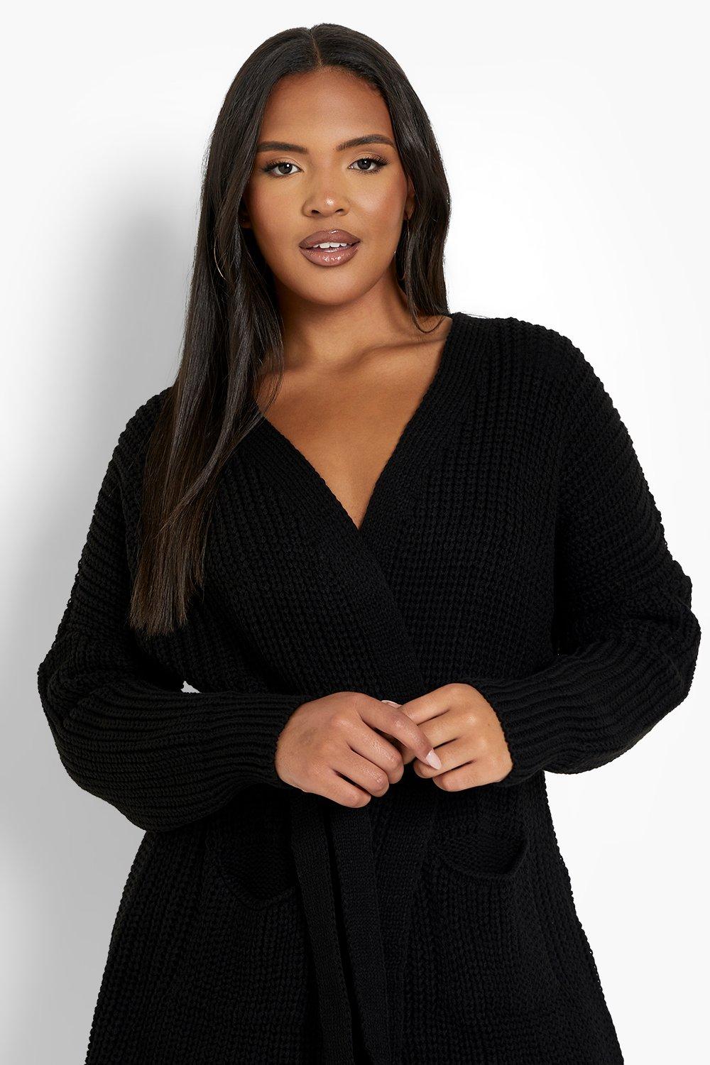 Plus Belted Oversized Boyfriend Cardigan boohoo USA