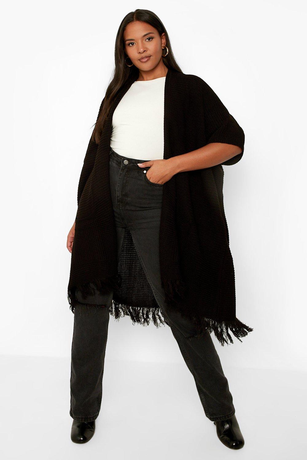 Plus Tassel Hem Cape Cardigan boohoo