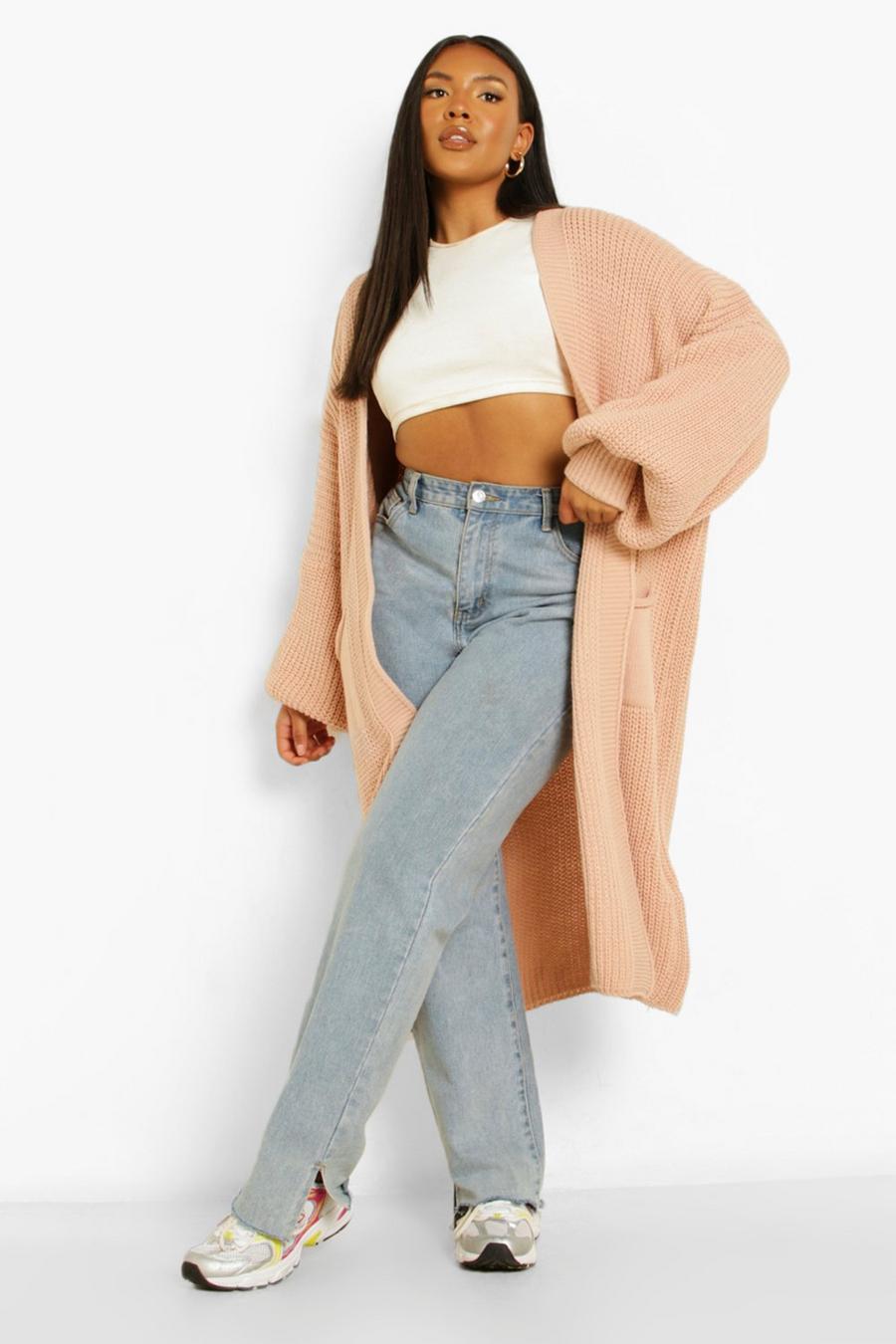 Cardigan Plus Size oversize con maniche a palloncino, Blush image number 1