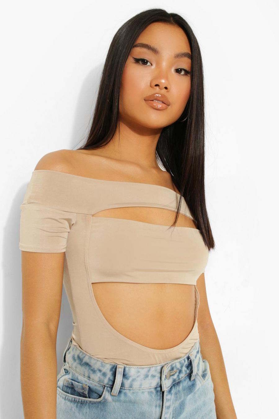 Stone Petite Cut Out Off The Shoulder Bodysuit image number 1