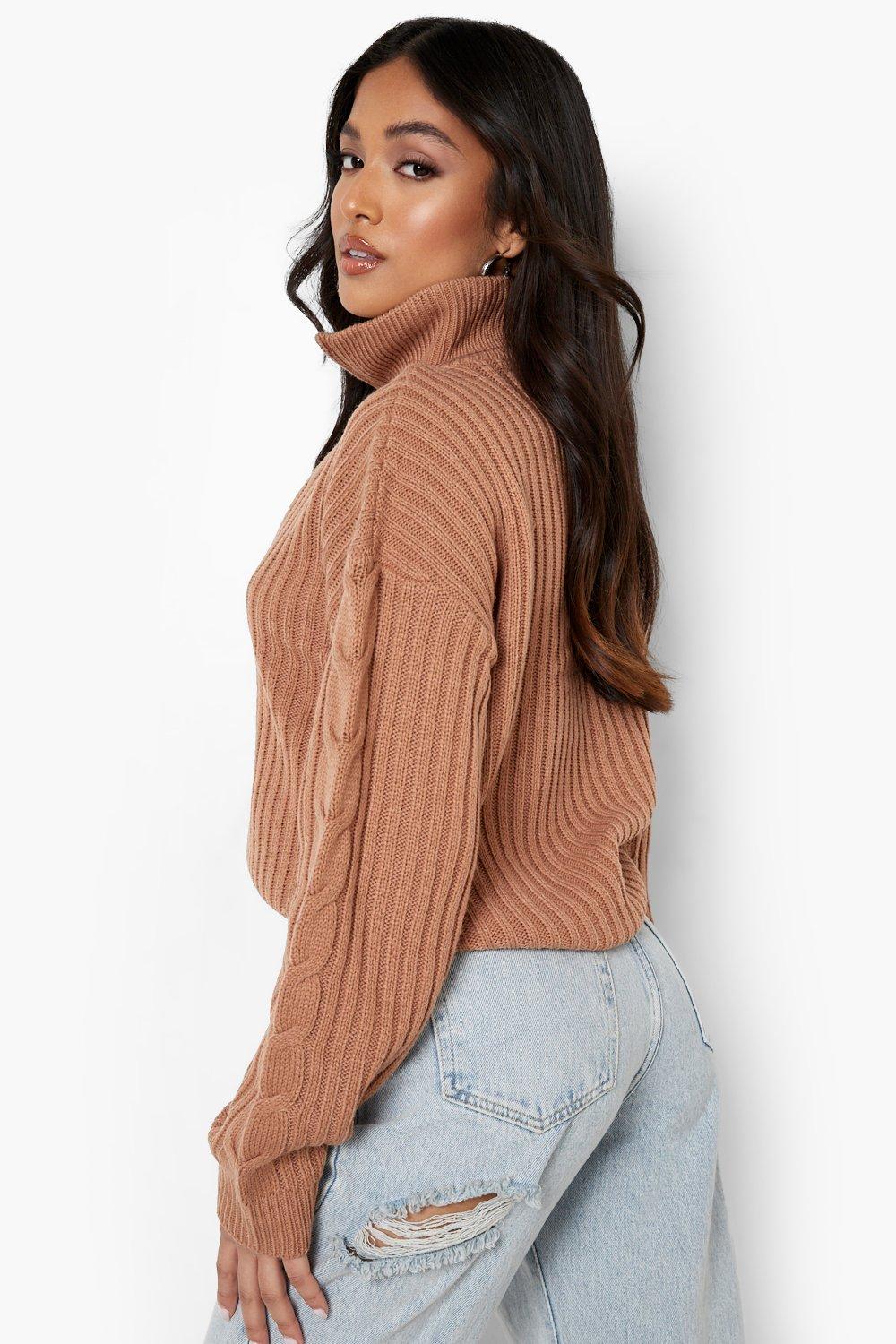 Petite Chunky Rib Zip Through Sweater