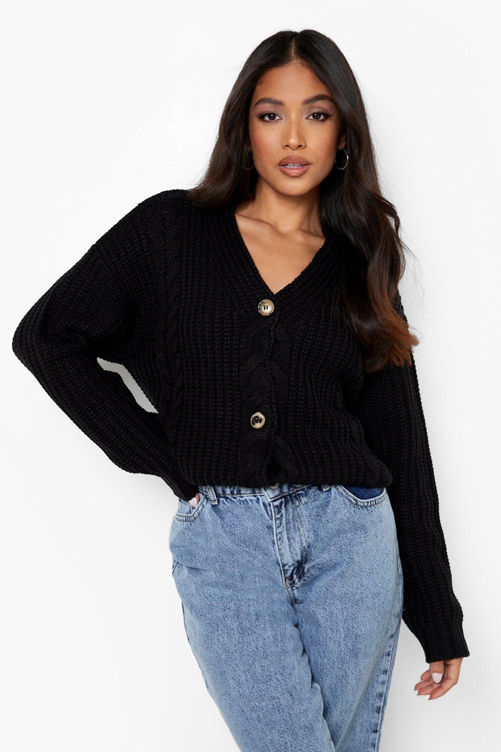 Petite Chunky Cable Knit Cardigan